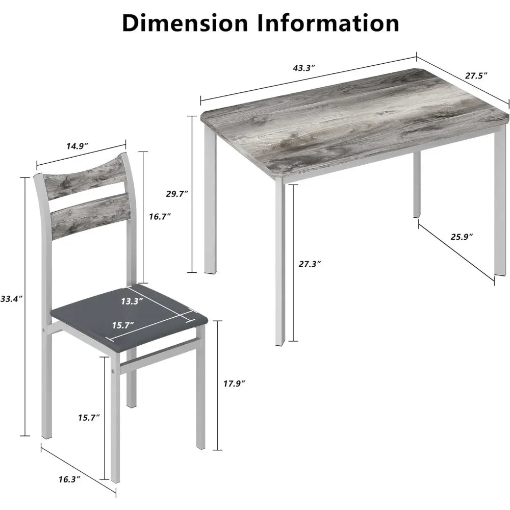 Juego de mesa de comedor, mesa de comedor de 43,3" con 4 sillas tapizadas de cuero PU, juego moderno de 5 piezas de mesa y sillas de cocina de madera