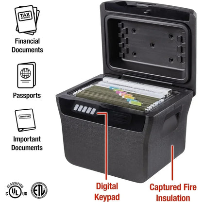 SentrySafe - Caja de seguridad para archivos resistente al agua y al fuego con cerradura digital, 0,66 pies cúbicos, FHW40300, grande, gris carbón