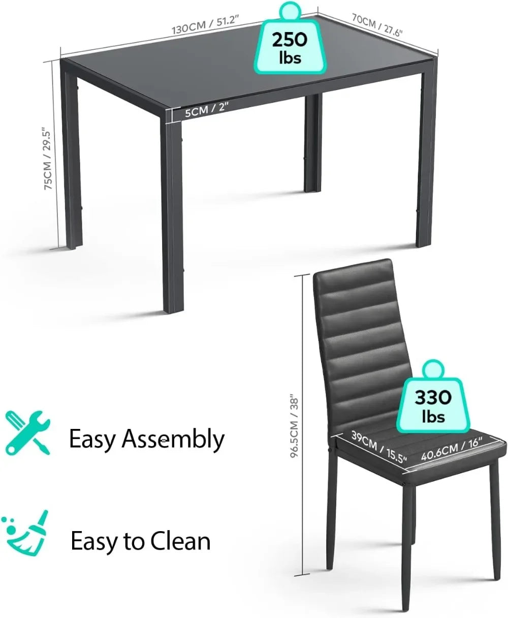 Juegos de mesa de comedor para 6, juego de mesa y sillas de cocina de 7 piezas para 6 personas, juegos de comedor modernos de cuero PU para el hogar, la cocina