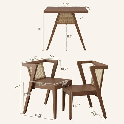 Ensemble de table à manger pour 2 chaises Ensemble de table et chaises de bistrot moderne empilables Ensemble de 3 meubles de balcon en bois massif Ensembles de salle à manger