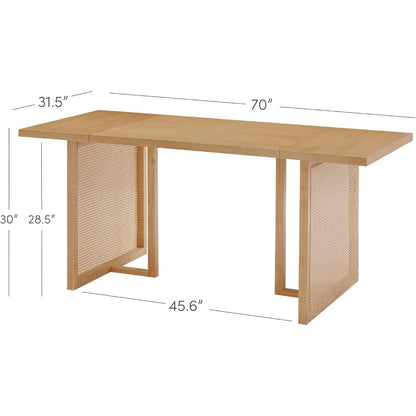 Table à manger Willow Boho pour 6 personnes avec pieds en bois massif, table à manger en bois naturel pour 6 personnes, table à manger en pin chaleureux ou marron