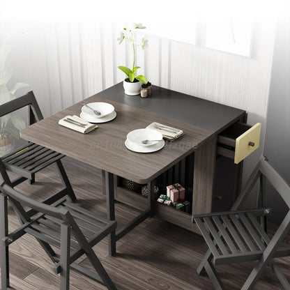 Folding Dining Table with Chairs, Ultra-Thin, Multi-Functional Combination, Multi-person Table, 0, 2, 4, 6