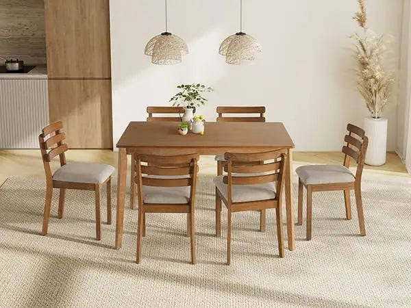 Juego de mesa de comedor moderno para 4, mesa de comedor de madera rústica y sillas de madera maciza, juego de comedor de 5 piezas, envío gratuito para el hogar