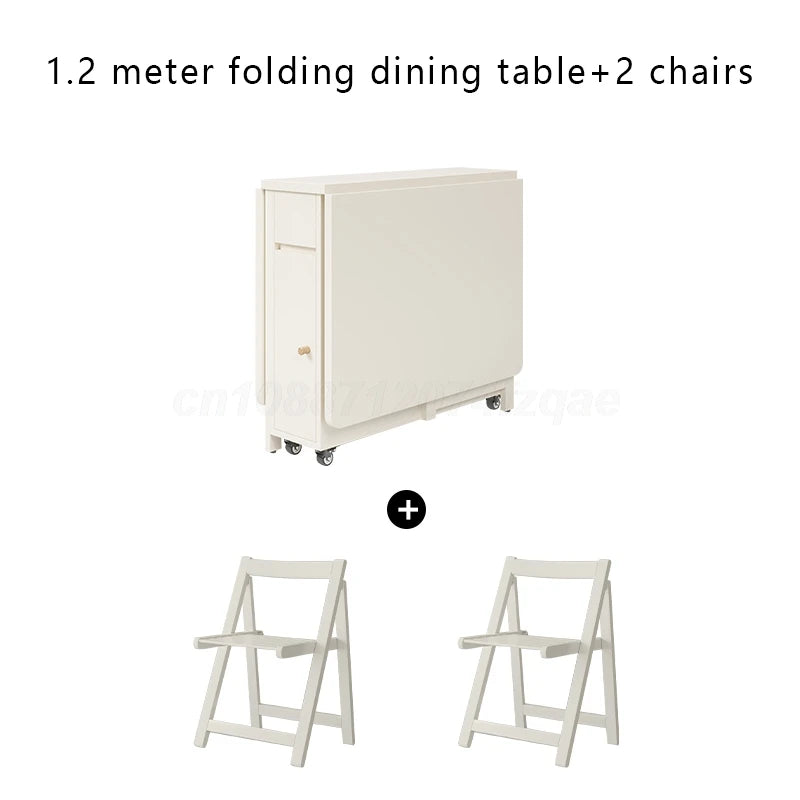 Folding Dining Table Table Multifunctional Space Saving Tables With Storage Racks Extension Dinner Table With 0/2/4/6 Chairs