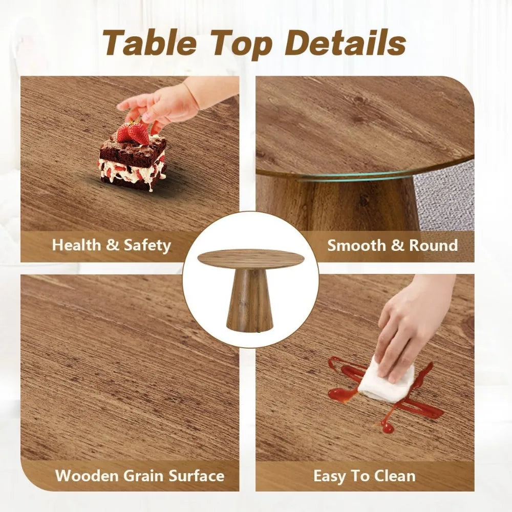 Juego de mesa de comedor redonda para 6, juego de comedor redondo de madera de 45'' con sillas acolchadas, juego de mesa y sillas redondas para cocina y