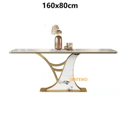 SENTEWO Envío gratuito Juego de mesa de comedor italiano de 6 sillas Marco dorado Juego de mesa de comedor de diseño moderno Muebles para apartamentos