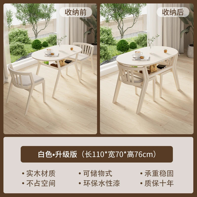 Folding Coffee Wooden Dining Table Set Chairs Small Kitchen Nordic Round Table Living Room Mesas De Comedor Home Furniture