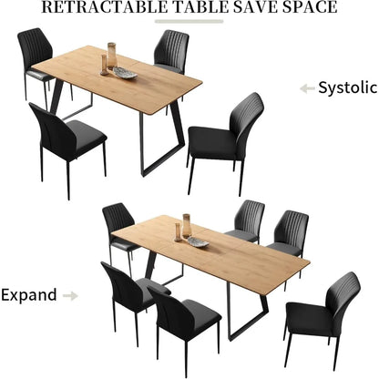 Mesa de comedor y sillas Mesa de comedor rectangular de madera Mesas de comedor extensibles Multifuncional que ahorra espacio