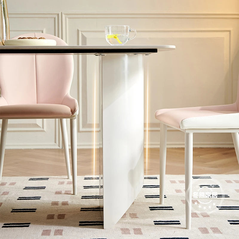 Sala de estar Diseño blanco Juegos de comedor Sillón de café moderno Juego de mesa de comedor Mesa plegable con acento nórdico Muebles de salón