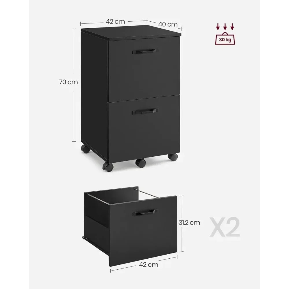 2-Drawer File Cabinet, Filing Cabinet for Home Office, Printer Stand, for A4, Letter-Size Files, File Folders, Modern Style