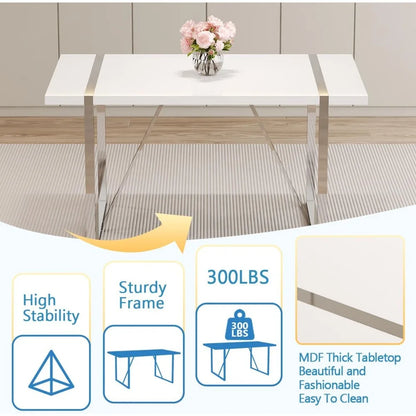 Ensemble table à manger 5 personnes, ensemble table et chaises de cuisine pour 4 personnes, structure en métal et sièges rembourrés, plateau laqué piano