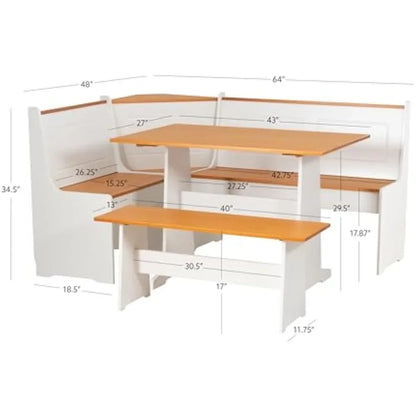 Wood Corner Dining Nook with Hidden Storage, Some Assembly Required, Seats Up To 5 People, Kitchen Nook Set