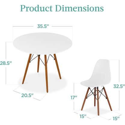 Juego de mesa de comedor, juego de mesa y sillas modernas de mediados de siglo con asientos de plástico, patas de madera, marco de metal, juego de mesa de comedor