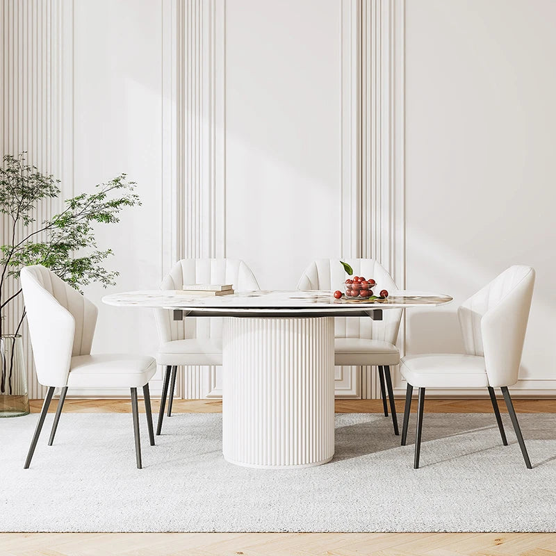 Sala de estar, comedor moderno, muebles de salón, sillón blanco con acento para el hogar, juegos de comedor de 4 piezas, mesa de café, comedor