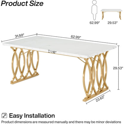 Mesa de comedor moderna, mesa de cocina grande de 63" para 4-6 personas, mesa de comedor rectangular única Muebles de cocina y comedor