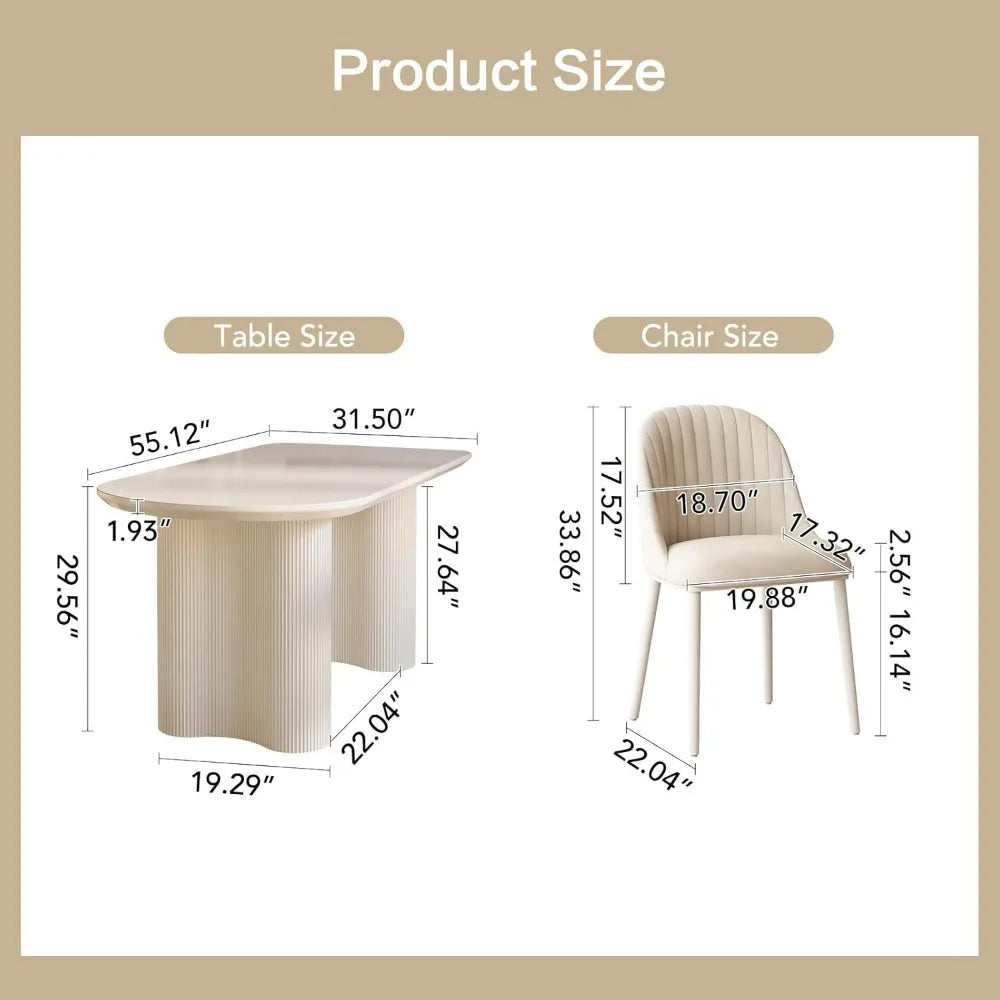 Ensemble de table à manger pour 4 personnes, ensemble de table et chaises de salle à manger ovale de 55 po, technologie de peinture au four 4C, tables à manger avec 4 chaises