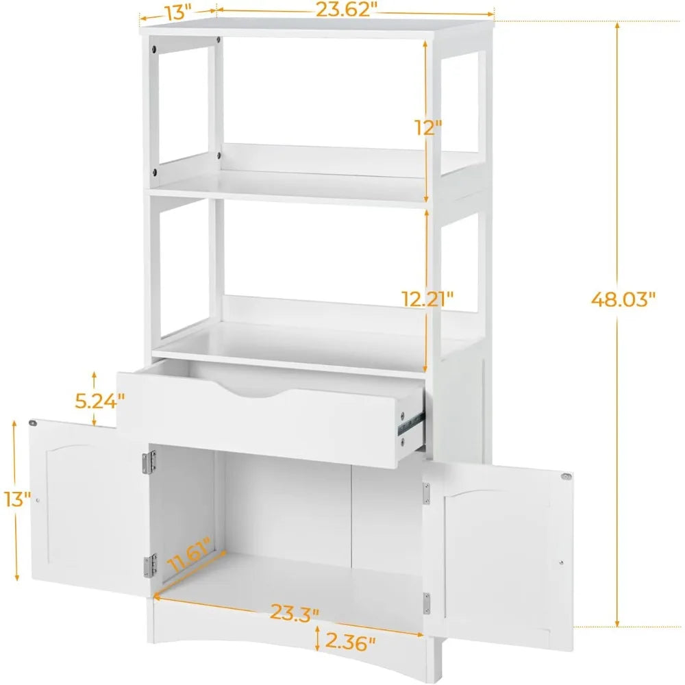 Sideboard Storage Cabinet with  Open Shelves, Drawer and 1 Cupboard Kitchen Pantry Storage Cabinet with Microwave Space Frees