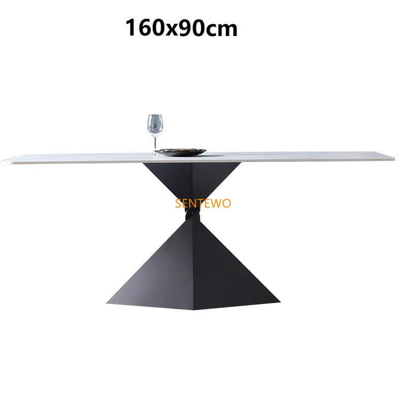 Mesa de comedor y sillas de comedor de mármol italiano SENTEWO, base de acero al carbono, mesas negras, muebles de cocina, restaurante, mármol