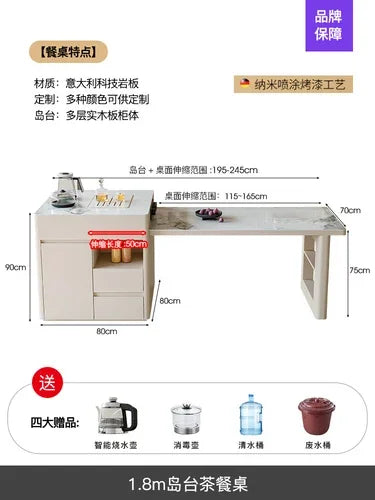 Mesa de comedor utilitaria inteligente, juego de 4 sillas, extensible, para restaurante, de lujo, para el centro de las islas, mesas de bar, muebles auxiliares