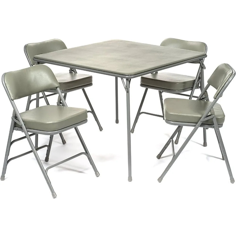 Folding Card Table and Chair Set (5pc) - Ultra-Chairs for All-Day Comfort - Fold Away Design, Quick Storage Table and Chair Set