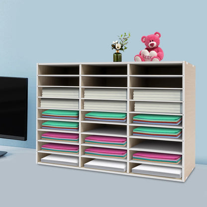 27 Slot File Classification Cabinet, Desktop Literature Organizer,  Adjustable File Sorter,  Mail Center Magazine Holder