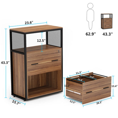 Archivador de 2 cajones con cerradura Tribesigns, archivador lateral grande para tamaño carta, legal o A4, soporte de madera para impresora