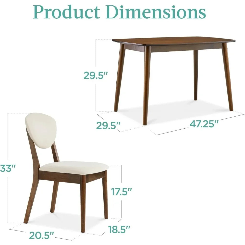 Productos de juego de comedor Juego de mesa y sillas moderno de mediados de siglo, compacto, de 5 piezas, para el hogar o el apartamento, con 4 sillas, asientos y respaldos acolchados