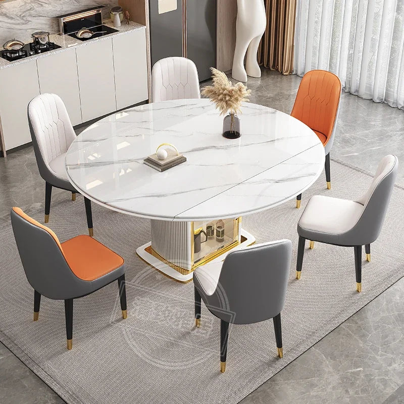 Mesas de comedor de diseño extensibles Mesas de comedor de lujo nórdicas plegables de madera Mesas de comedor redondas modernas naturales Mesa De Jantar Muebles para el hogar