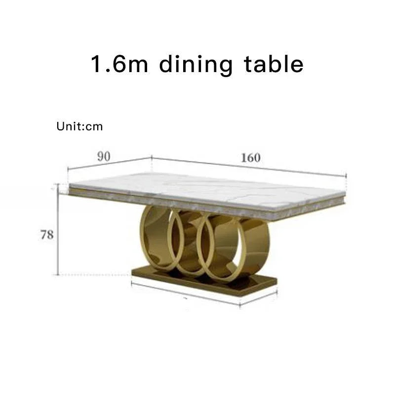 Modern Marble Top-Grade Dining Table And Chairs Combination Stainless Steel Crown Apartment Golden Carved Table Mesa Furniture