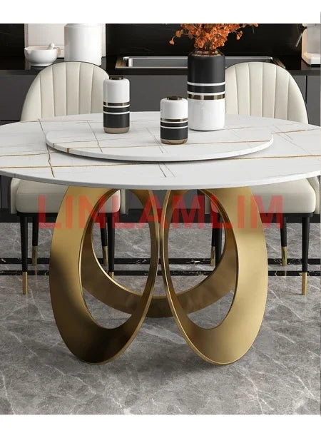 Muebles de comedor Linlamlim, juego de mesa de piedra sinterizada con sillas de cuero y muebles de cocina de diseño de acero inoxidable