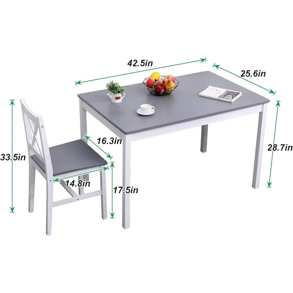 Ensemble de table à manger pour 4 personnes, ensemble de table à manger de cuisine en bois 5 pièces avec 4 chaises pour cuisine, salle à manger, restaurant, petit espace