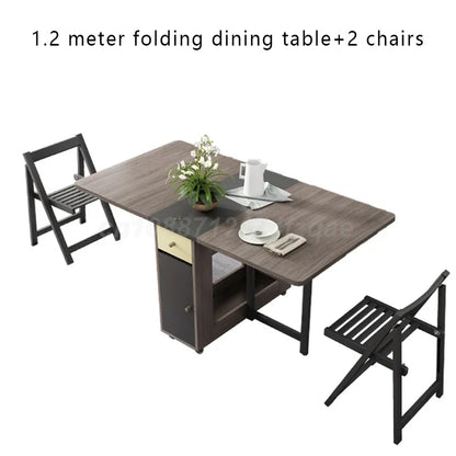 Folding Dining Table Home Ultra-thin Multi-functional Combination Dining Table Multi-person Table With Folding Chairs 0/2/4/6