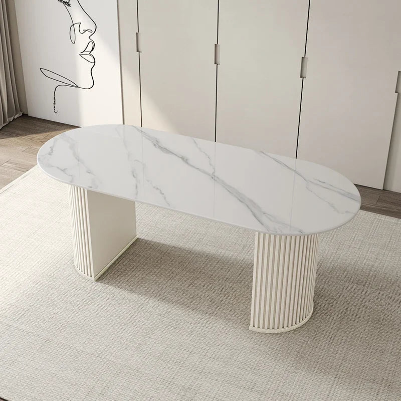 Juegos de comedor de color blanco y crema, mesa de comedor Wind Rock, silla, restaurante minimalista moderno, mesa rectangular, muebles para el hogar Jantar