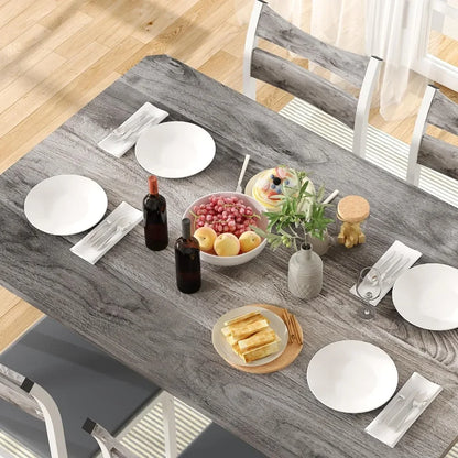 Juego de mesa de comedor, mesa de comedor de 43,3" con 4 sillas tapizadas de cuero PU, juego moderno de 5 piezas de mesa y sillas de cocina de madera