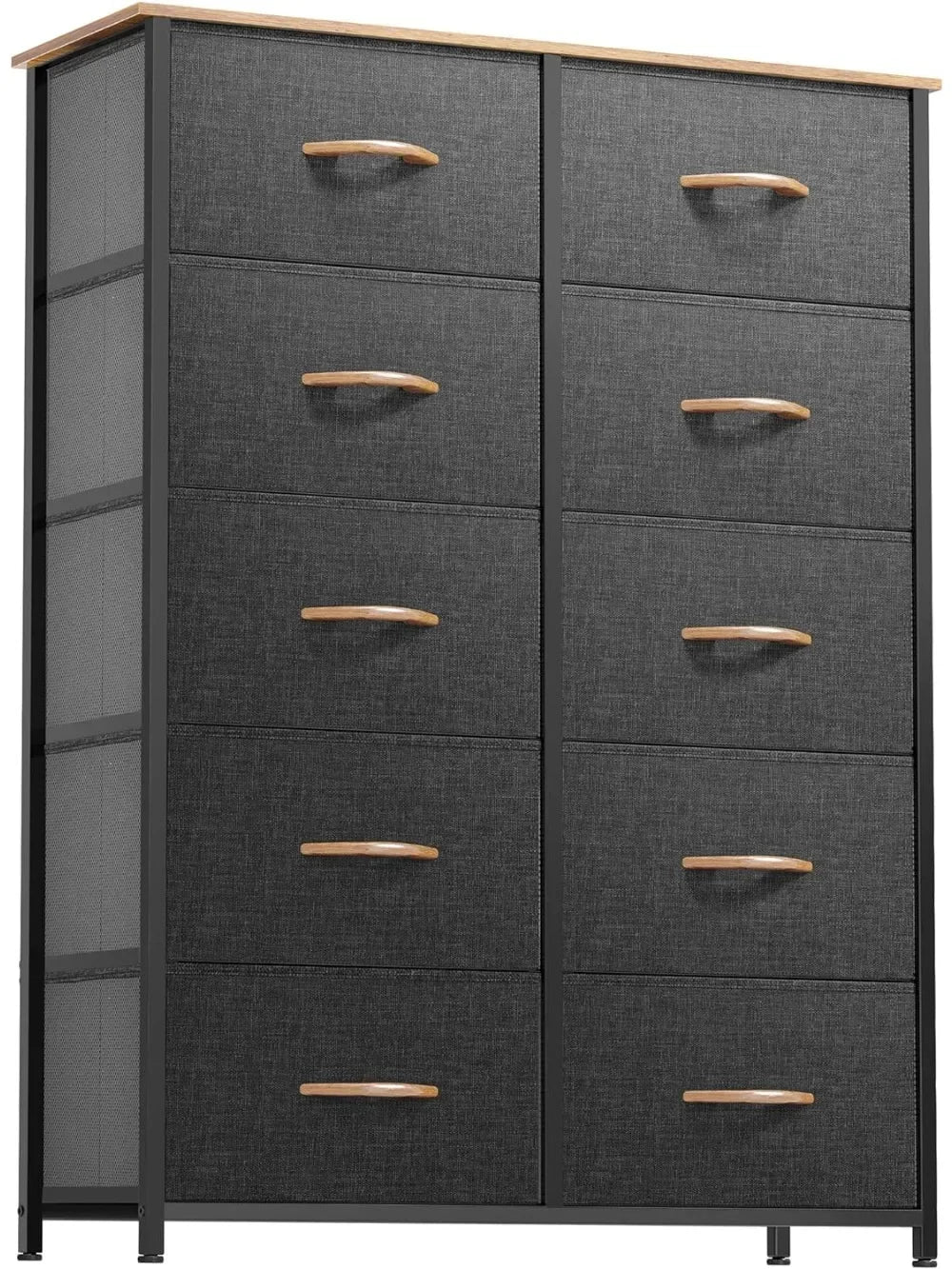 10 Drawers Dresser, Fabric Dresser, Tall Chest Organizer Unit for Living Room, Hallway, Closets - Sturdy Steel Frame