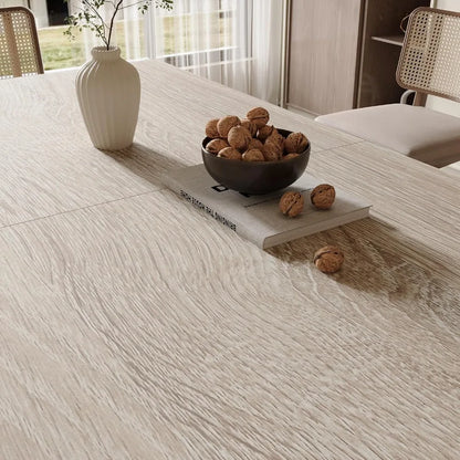 Mesa de comedor extensible para 6 a 8 personas, mesas de comedor rectangulares de madera para interiores, mesa de comedor de cocina grande para el hogar, roble