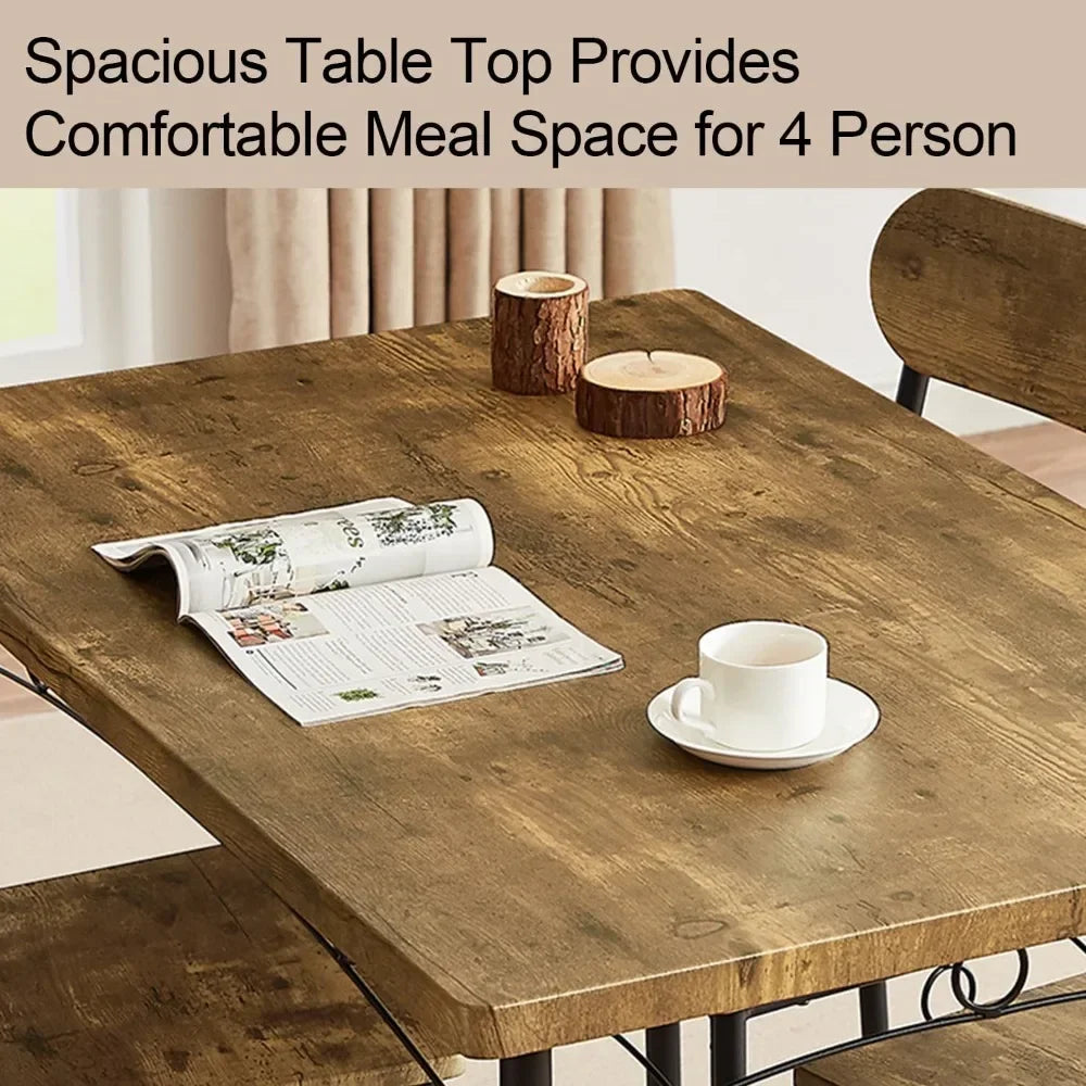 Juego de comedor de 5 piezas, mesa de cocina, comedor, rincón de desayuno y espacio pequeño, juego de muebles para dormitorio, silla marrón