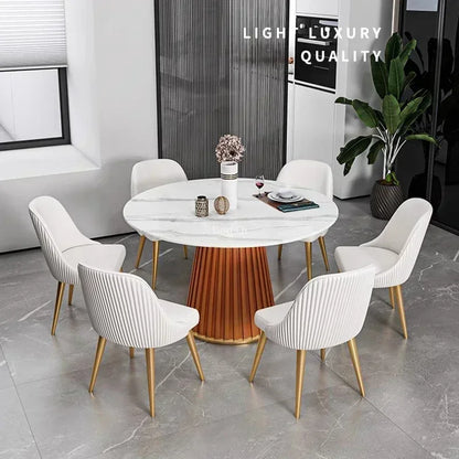 Mesa de comedor para apartamento pequeño, redonda, de estilo nórdico, color blanco, mesas de centro, sillas, organizador, muebles para sala de estar