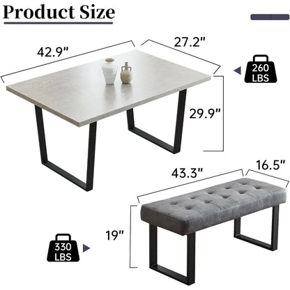 Juego de mesa de comedor, mesa de cocina moderna con asiento derecho, banco de esquina y banco para muebles de comedor familiar, juego de mesa de comedor