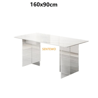 SENTEWO Livraison gratuite Table à manger de cuisine en dalle de roche moderne avec chaise Ensemble de table à manger à base en acrylique transparent Esstische