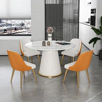 Mesa de comedor para apartamento pequeño, redonda, de estilo nórdico, color blanco, mesas de centro, sillas, organizador, muebles para sala de estar