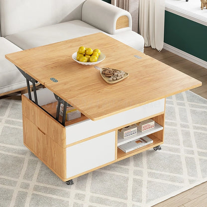 Mesa de comedor plegable elevable Mesa de centro multifuncional Mueble de sala de estar de doble propósito Hogar simple Apartamento pequeño