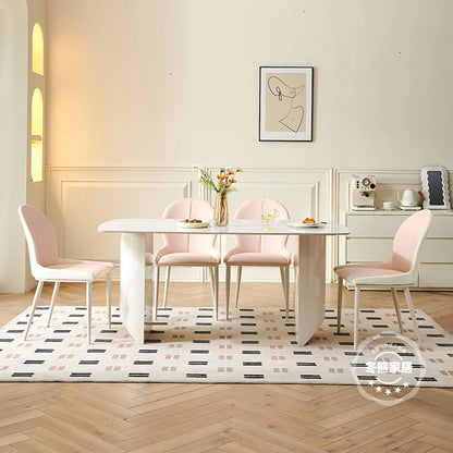 Sala de estar Diseño blanco Juegos de comedor Sillón de café moderno Juego de mesa de comedor Mesa plegable con acento nórdico Muebles de salón