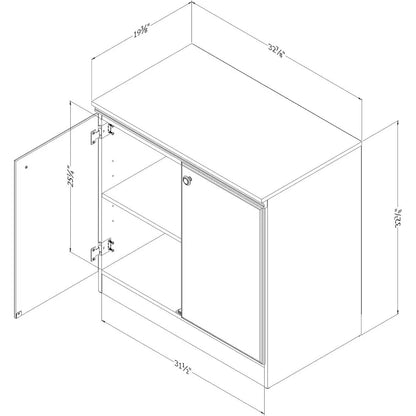 Mueble de almacenamiento de dos puertas Morgan de South Shore, blanco puro