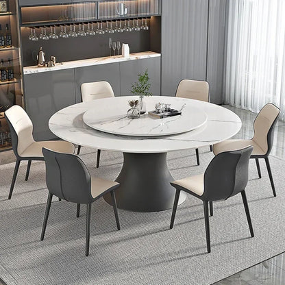 Mid Century Modern Round Dining Table Set Console Removable Salon Table Set Chairs Hospitality Mesa De Comedor Furniture