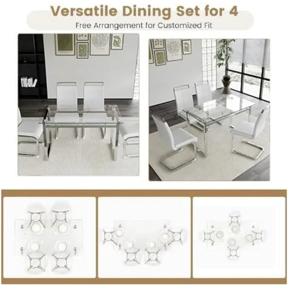 Ensemble de table à manger pour 4 personnes, ensembles de tables à manger rectangulaires modernes pour 4 personnes, ensembles de table et de chaises de cuisine pour 4 personnes, ensemble de salle à manger