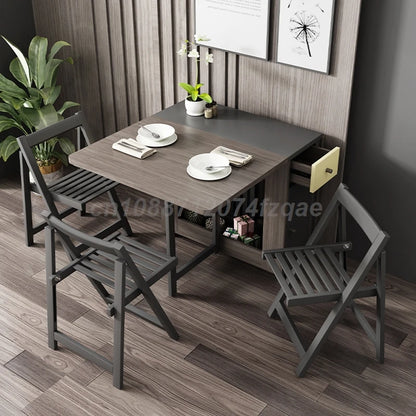 Folding Dining Table with Chairs, Ultra-Thin, Multi-Functional Combination, Multi-person Table, 0, 2, 4, 6