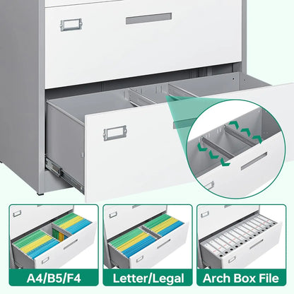 Archivadores Letaya de 4 cajones para el hogar y la oficina, archivadores laterales de metal con cerradura, archivadores colgantes de tamaño carta, legal, F4 y A4