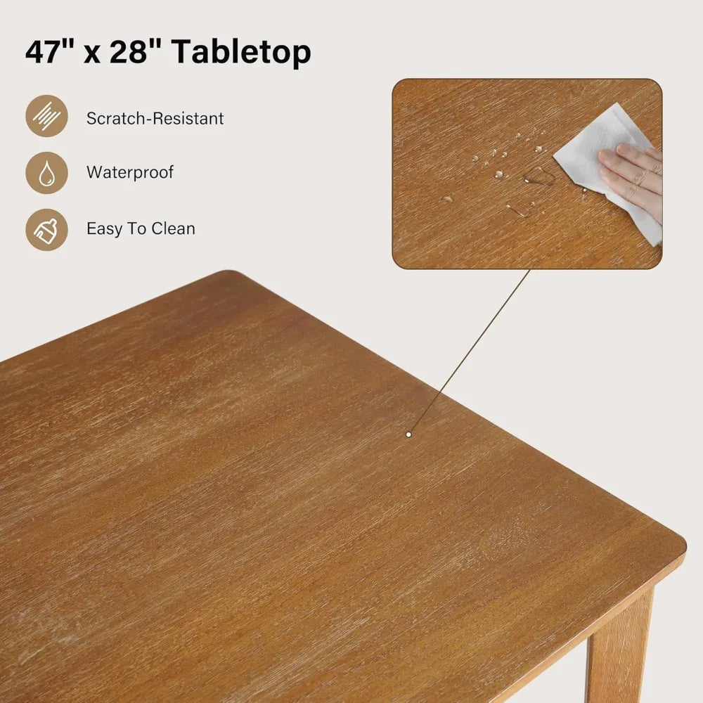 Juego de mesa de comedor moderno para 4, mesa de comedor de madera rústica y sillas de madera maciza, juego de comedor de 5 piezas, envío gratuito para el hogar