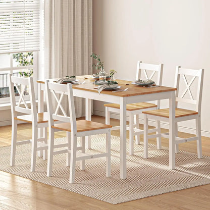 Juego de mesa de comedor para 4, juego de mesa de comedor de cocina de madera de 5 piezas con 4 sillas para cocina, comedor, restaurante pequeño